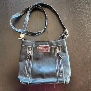 Liz Claiborne Black Crossbody Handbag Purse Classic Boho Preppy Office Feminine